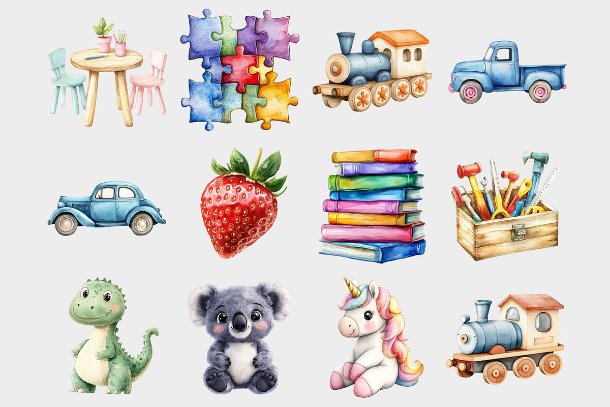 Watercolor Playroom Clipart, a Seasonal Illustration by Design Market (Photo 3 of 5)