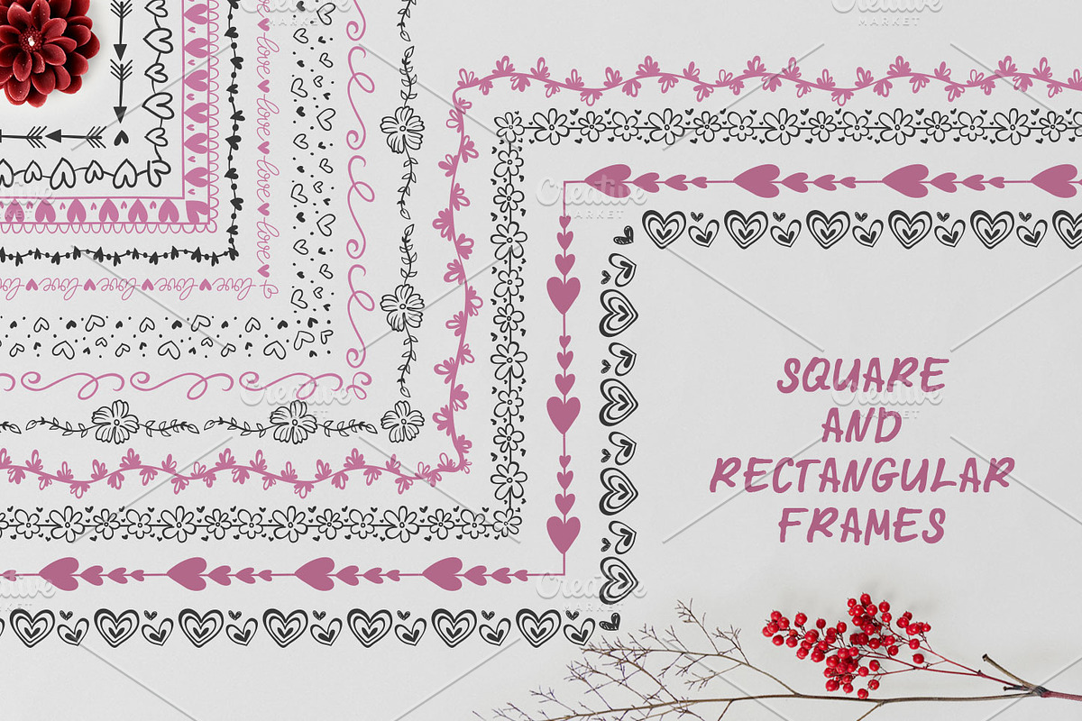60 Hand Drawn Romantic Pattern Brush, a Brush Add-On by Mallinka (Photo 7 of 12)