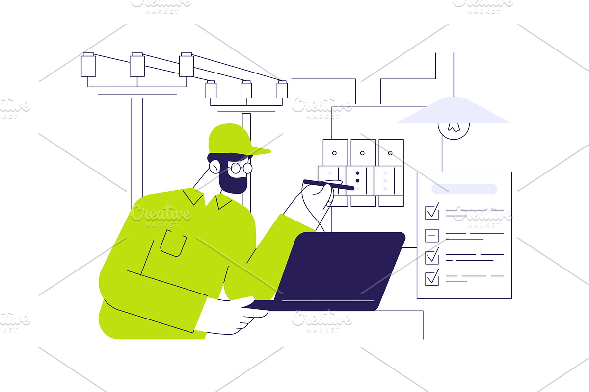 Testing of electrical wiring, an Object Illustration by Visual Generation