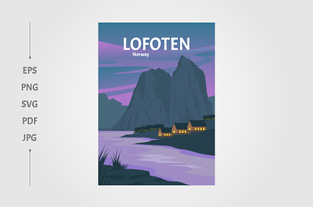 lofoten norway poster vintage, a Wallpaper Graphic by lawoel