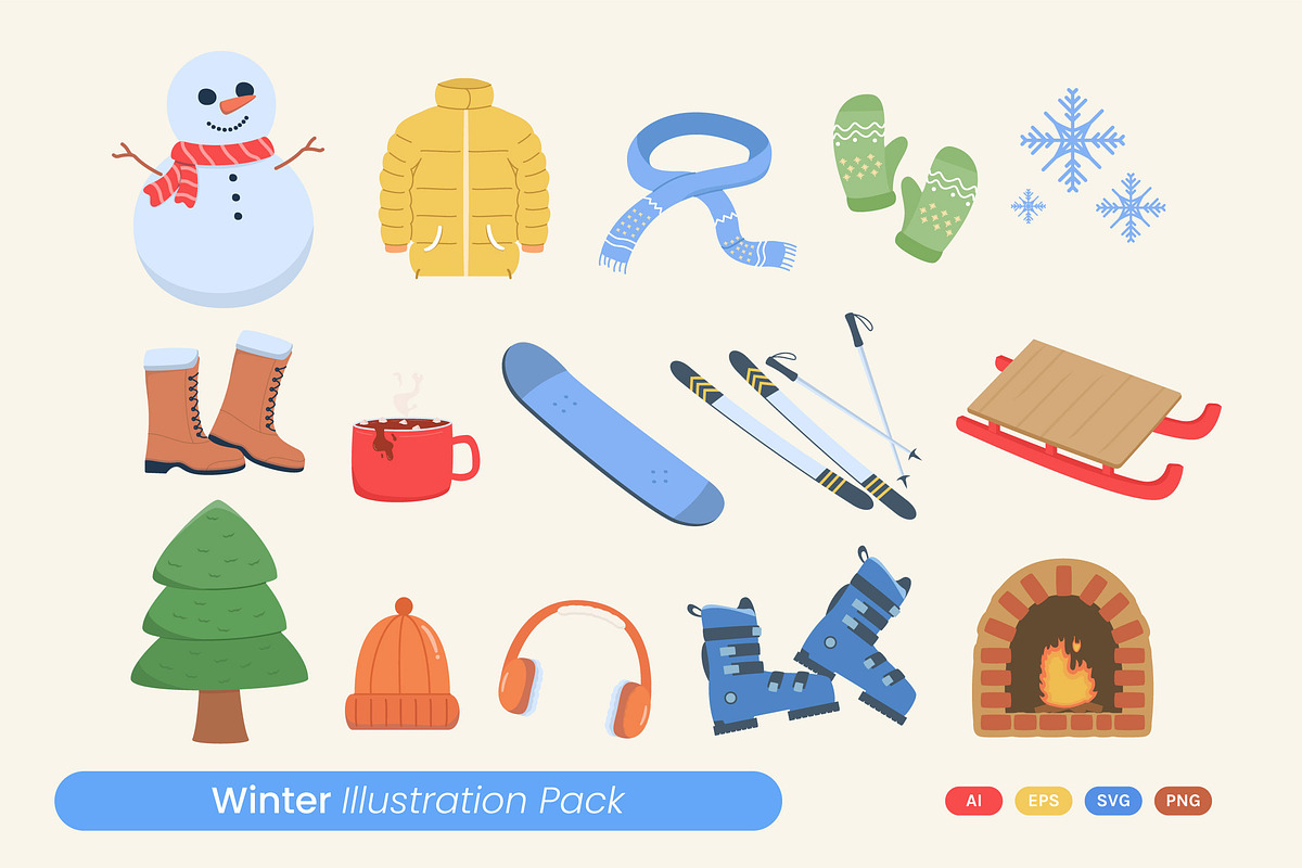 Winter Illustration Pack, a Seasonal Illustration by MikroType Std
