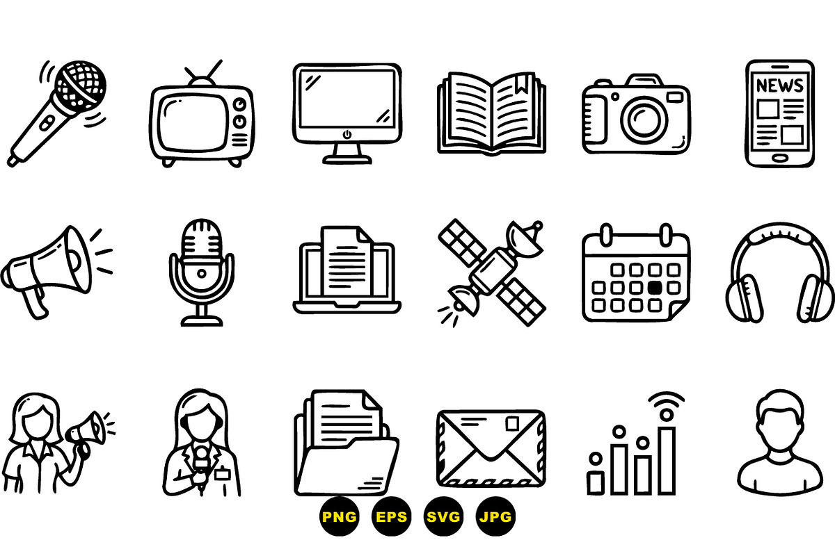 Black Media Icon Set Vector, an Illustration by designvectx (Photo 3 of 3)