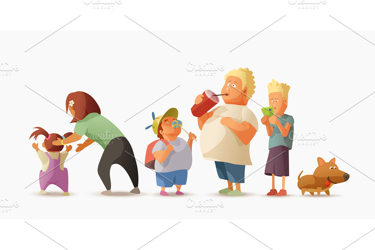 big family in cartoon design set, a Person Illustration by IfH