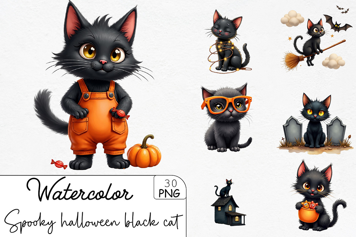 Spooky halloween black cat, an Illustration by CrexoraLab (Photo 1 of 5)