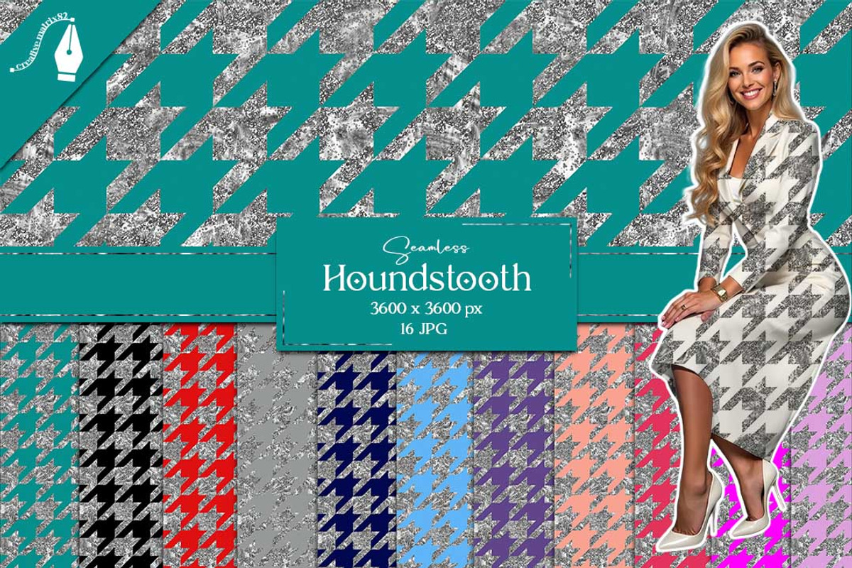 Silver Houndstooth Seamless Patterns, a Texture Graphic by Creative Matrix82 (Photo 1 of 5)