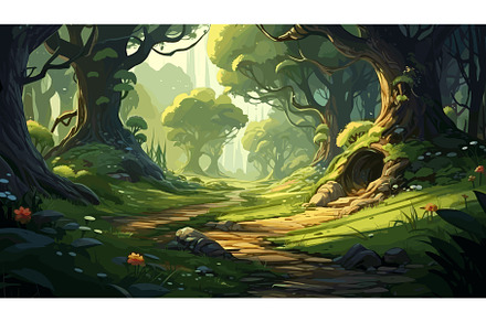 A magical forest trail in the middle, an Object Illustration by LadadikArt