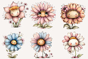 whimsical smiling flower clipart, an Illustration by Designworld (Thumbnail 2 of 6)