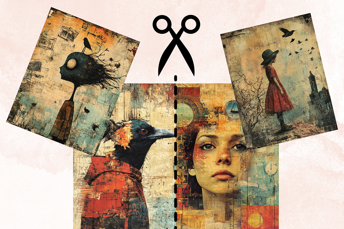 Whimsy Grunge Collage Paper Kit, a Background Graphic by GiraffeCreative (Photo 4 of 9)