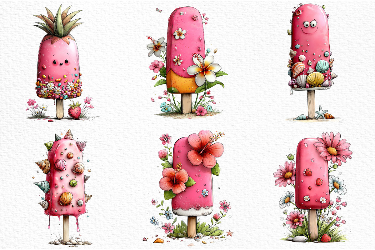 Whimsical Cold Summer Beach Ice Pop, an Illustration by Craft Nest (Photo 3 of 9)
