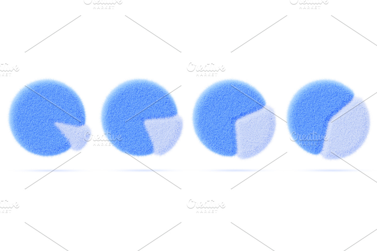 3d blue fur fluffy pie chart icon, a Finance Illustration by Marozhkastudio