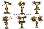 Quirky Holly Girl Clipart, an Illustration by Craft Nest (Thumbnail 3 of 9)