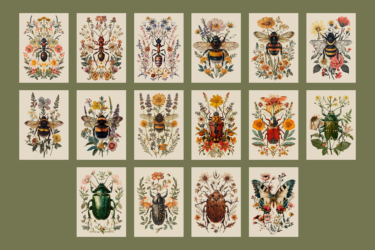 Insects | Vintage posters, a Graphic by katieromanoff_art (Photo 9 of 12)