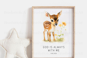 Watercolor Fawn Clipart, Baby Deer