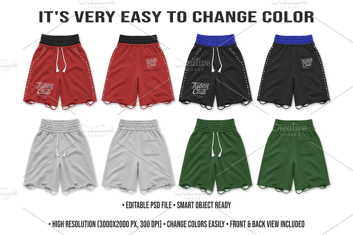 Distressed Streetwear Shorts Mockup, a Bottom Mockup by std.badboy (Photo 2 of 4)