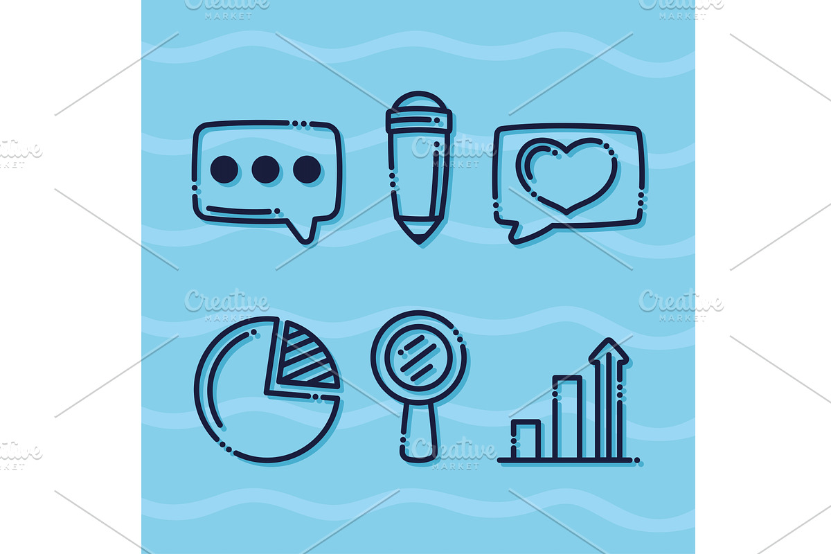 bold business six icons, an Object Illustration by studiogstock