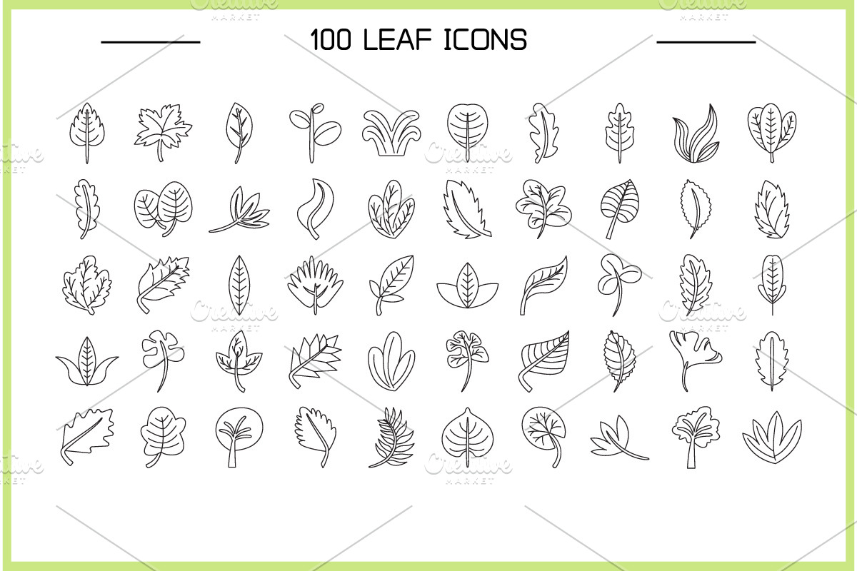 Bundle of Leaf Line Illustrations, an Illustration by Designfour (Photo 2 of 7)