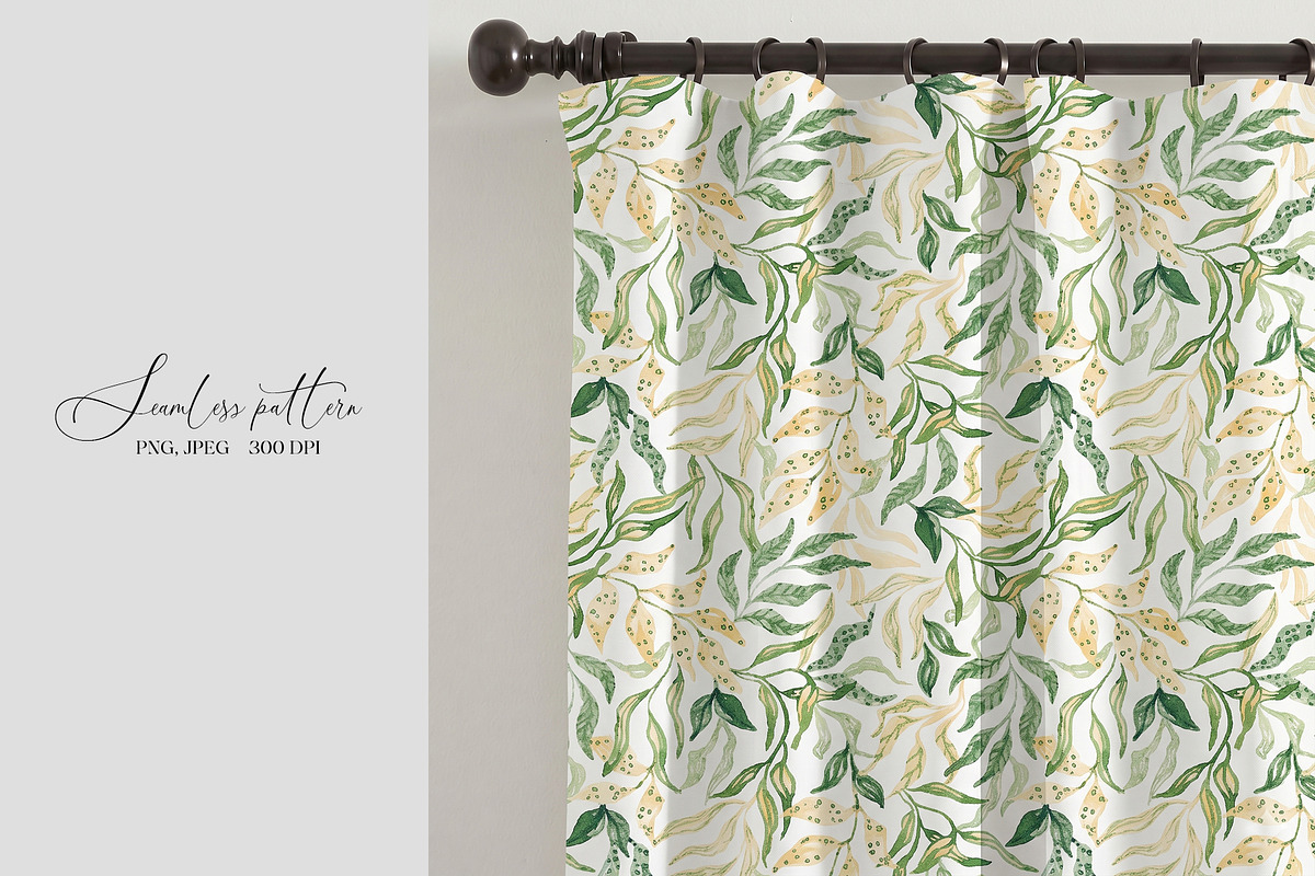 Watercolor Spring Foliage Pattern, a Pattern Graphic by SirenaArt (Photo 13 of 15)