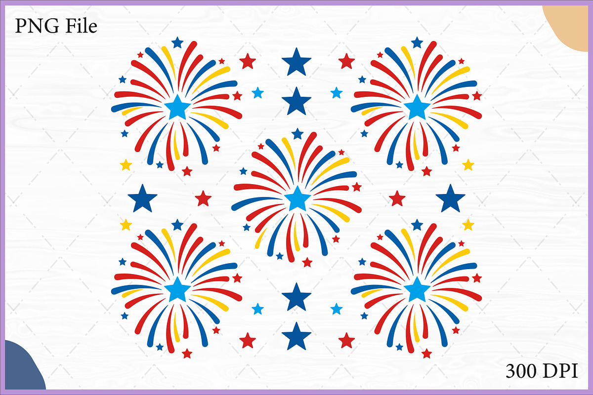Patriotic Fireworks Pattern Vector, a Pattern Graphic by Gfx Expert Team (Photo 1 of 3)