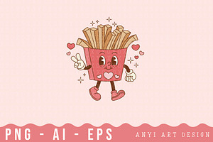 Retro Food Cartoon Valentines Day