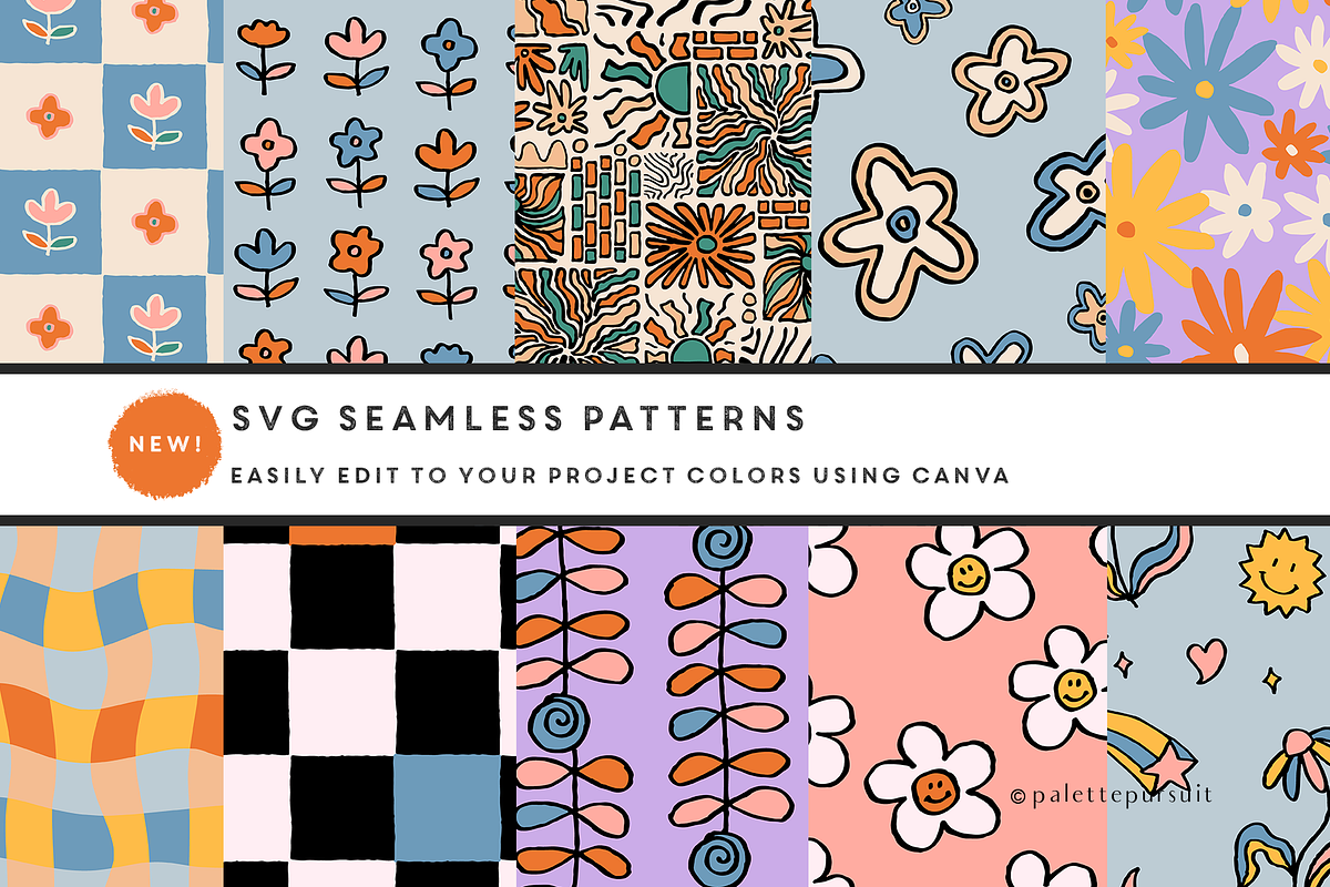 Retro Spring Vector Pattern Set, a Pattern Graphic by Palette Pursuit (Photo 5 of 13)