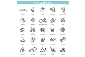 Antioxidant food, herbs and spices, a Food Illustration by Tettygreen