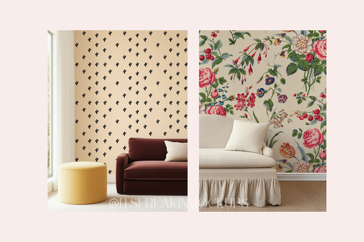 Living Room Wallpaper Mockup Bundle, a Household Mockup by ItsFreakinMockups (Photo 5 of 8)