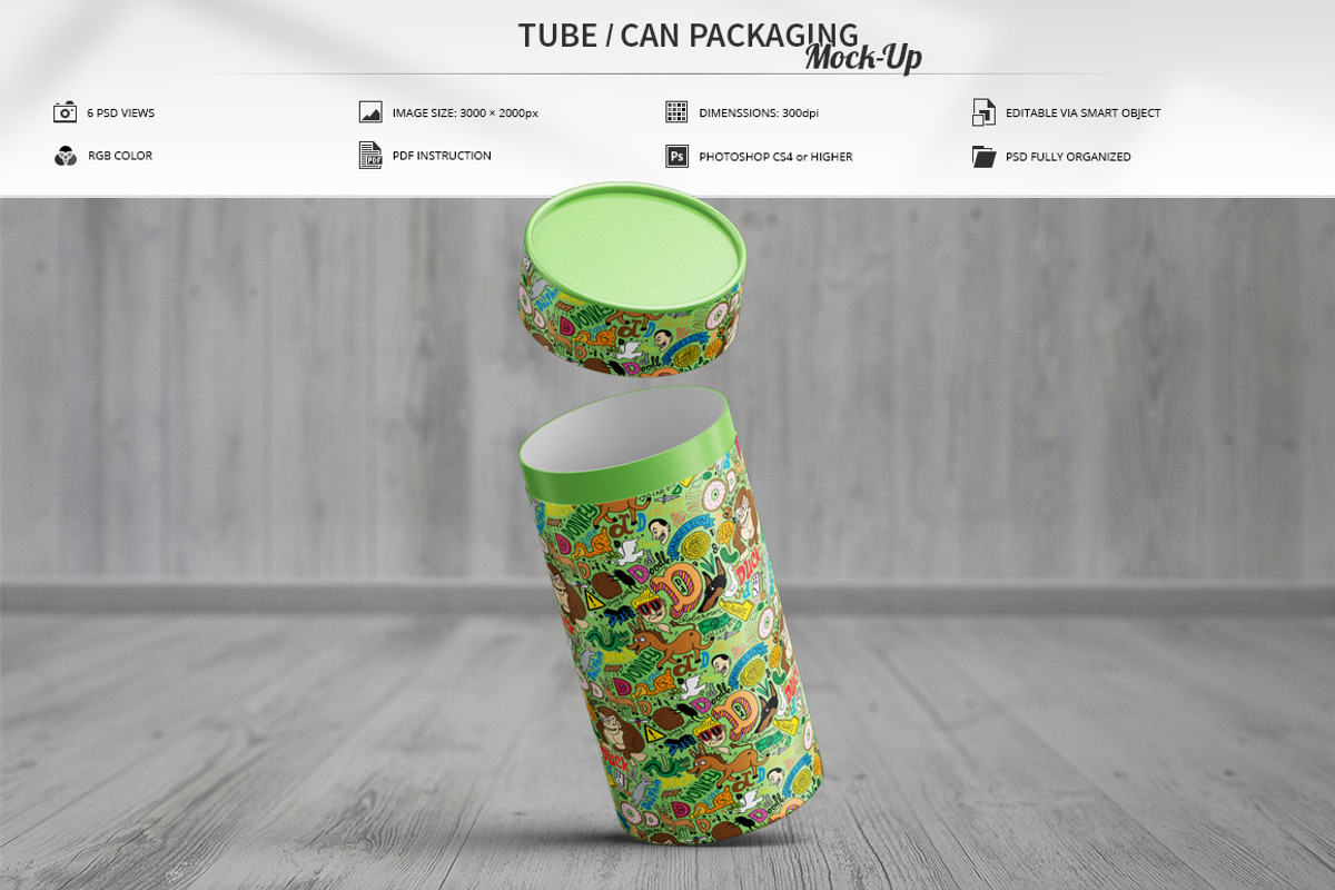 Tube / Can Packaging Mock-Up, a Packaging Mockup by MassDream (Photo 1 of 8)