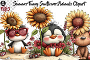 Summer Funny Sunflower Animals, a Seasonal Illustration by CreationArt (Thumbnail 1 of 5)
