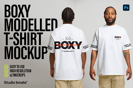 Boxy Modelled T-Shirt Mockup, a Shirt Mockup by Studio Innate