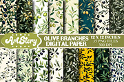 Olive Branches Patterns Digital Pape, a Pattern Graphic by designcity5 (Thumbnail 1 of 5)