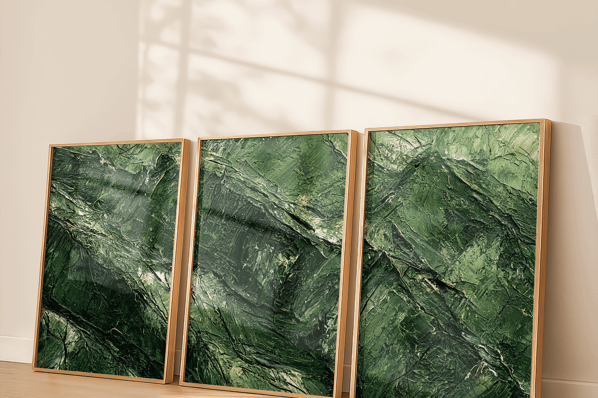 Abstract Emerald Wall Art Set of 3, a Decorative Illustration by PrintablesByFranklyn (Photo 3 of 6)