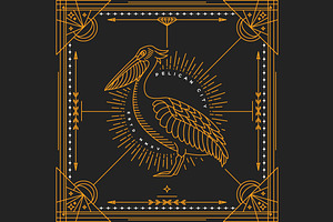 Thin line bird label