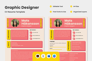 CV Resume Graphic Designer V1, a Resume Template by productype1
