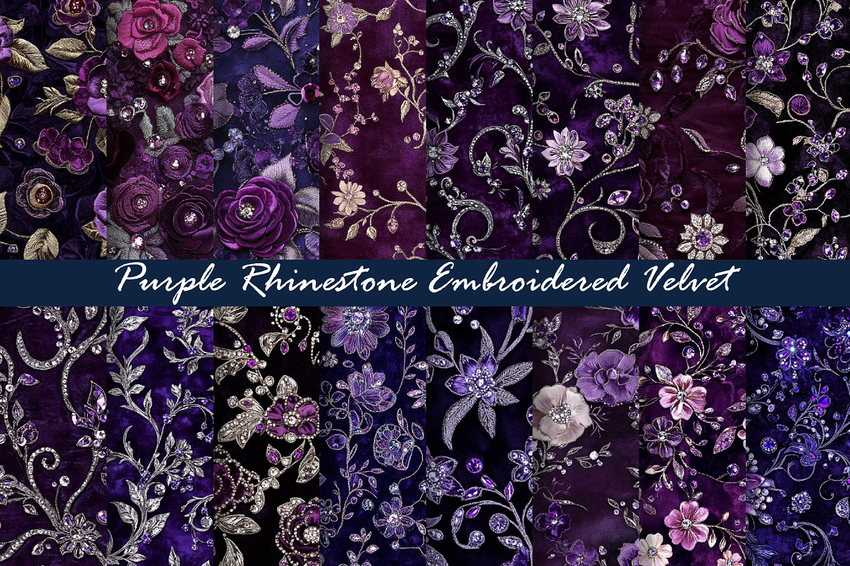 Purple Rhinestone Embroidered Velvet, a Texture Graphic by Dream Creation (Photo 1 of 5)