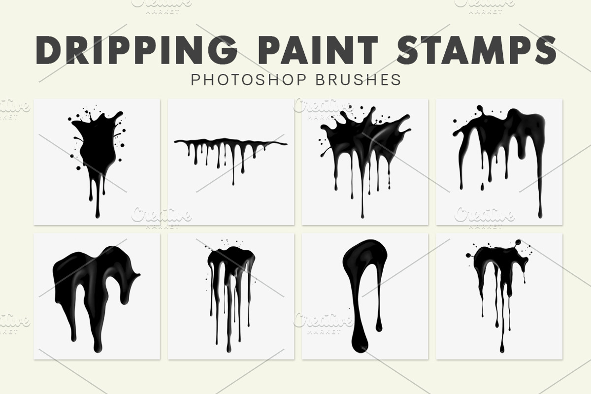 20 Dripping Paint Photoshop Brushes, a Brush Add-On by AB-TheDesigner (Photo 3 of 4)