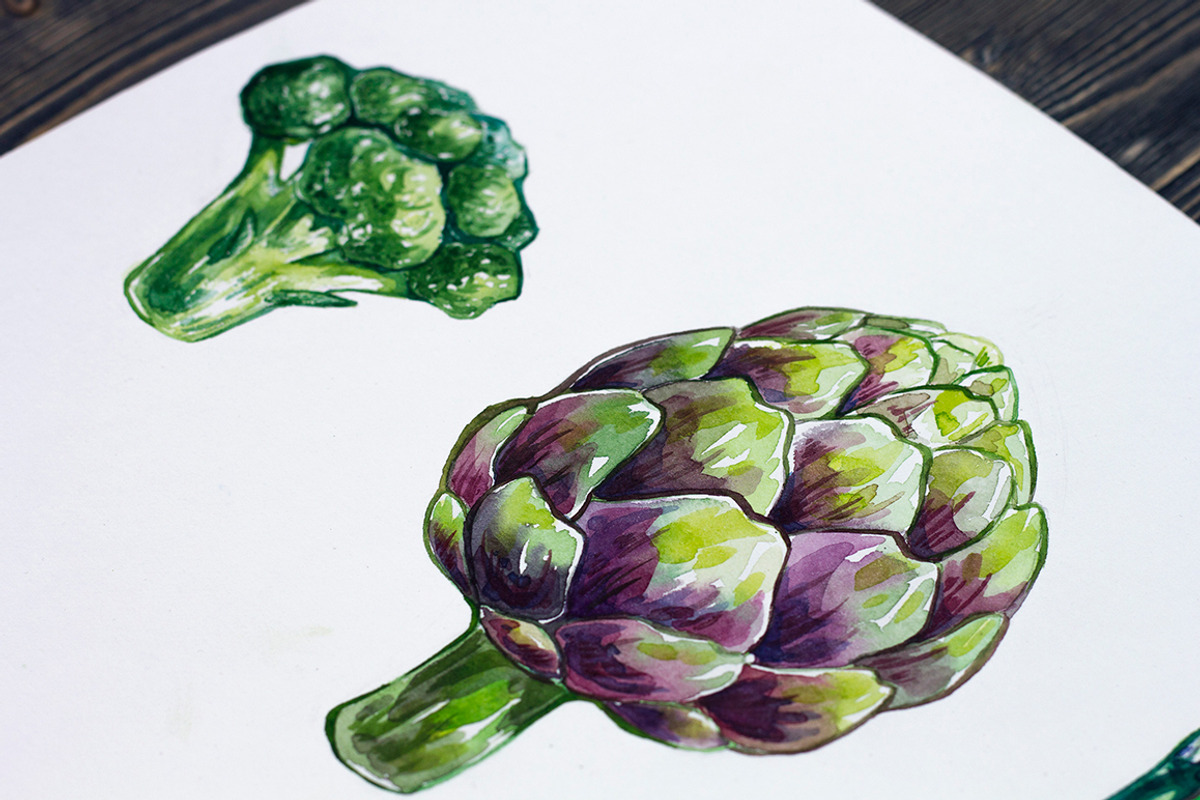 Green Vegetables. Watercolor Bundle, an Illustration by Olga Olmix (Photo 10 of 10)