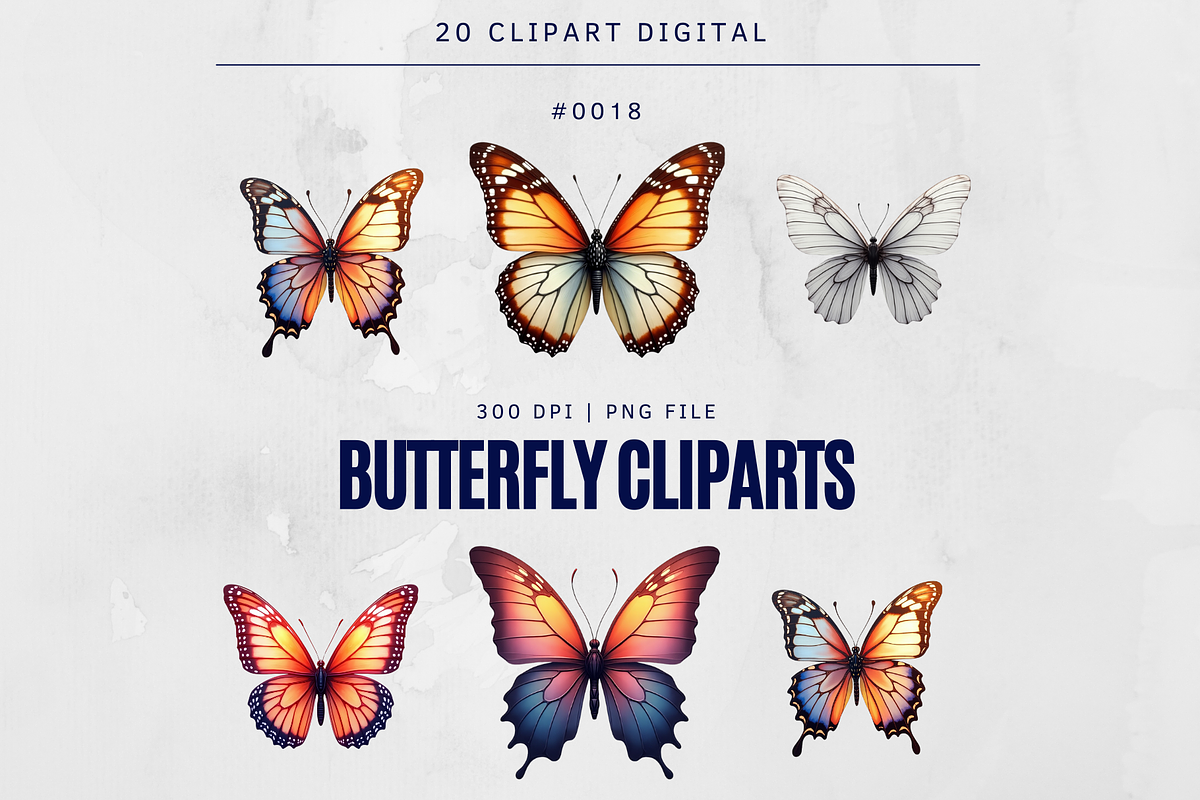 21 Butterfly Clipart Design Digital, an Illustration by Wilin Digital (Photo 1 of 2)