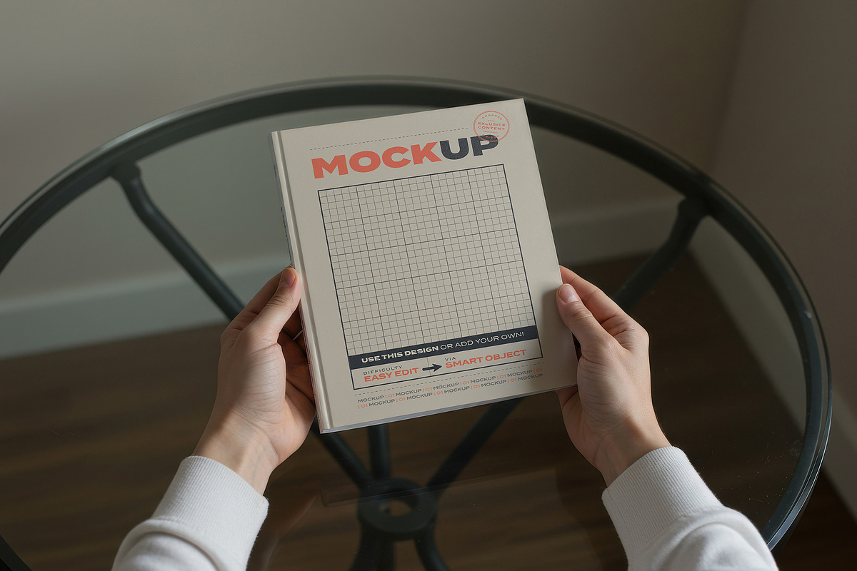 Hard Book Cover Mockups with Holding, a Mockup by Luuqas Design (Photo 1 of 4)