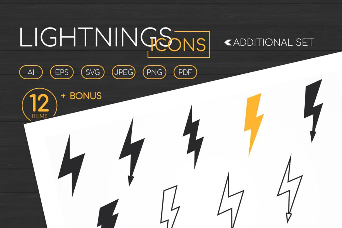 Lightnings Icons Set, an Outline Icon by Boyko Pictures (Photo 1 of 7)