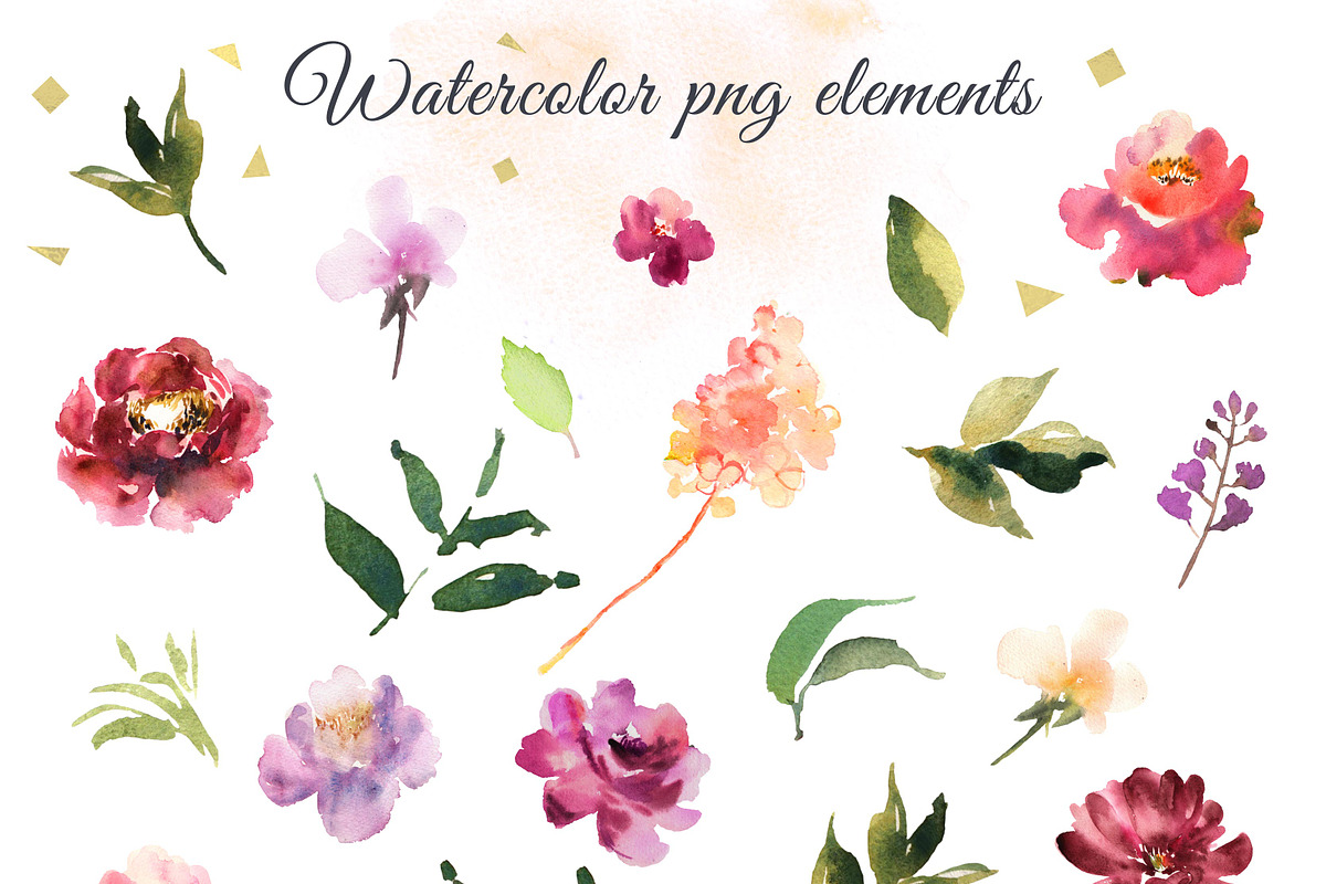 Watercolor flowers. Floral elements, a Decorative Illustration by Julycolor (Photo 7 of 9)