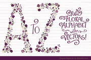 Deep Plum Vector Floral Alphabet, an Illustration by Amanda Ilkov (Thumbnail 1 of 5)