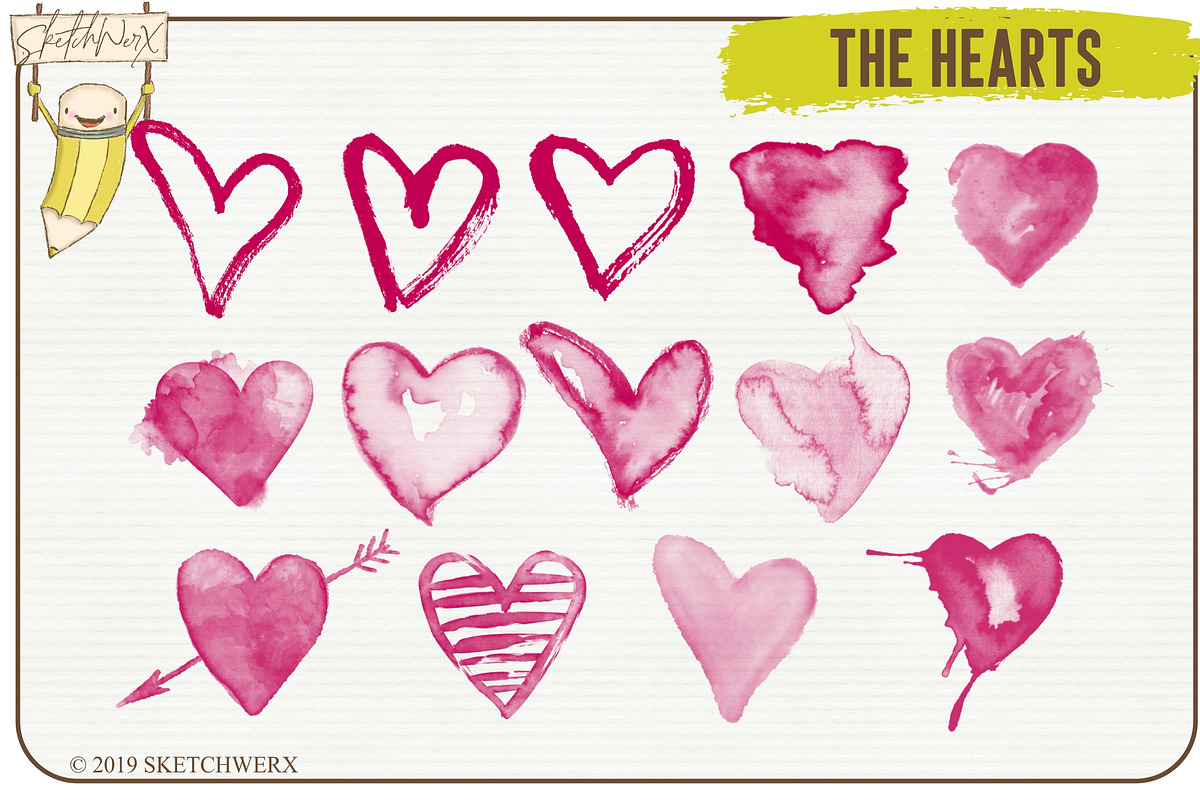 Watercolour Valentines Stamp Set, a Brush Add-On by SketchWerx (Photo 7 of 13)