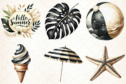 Ivory and Black Hello Summer Clipart, an Illustration by DreamCafeArt (Thumbnail 4 of 4)