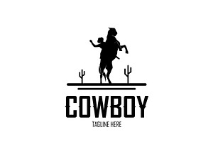 Cowboy With Horse Logo Design