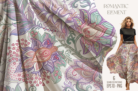 Romantic Element 6 Seamless Patterns, a Pattern Graphic by Elen-Lane