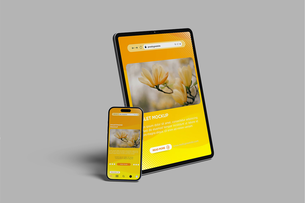 Tablet & Phone Mockup, a Device Mockup by rizalamora (Photo 5 of 11)