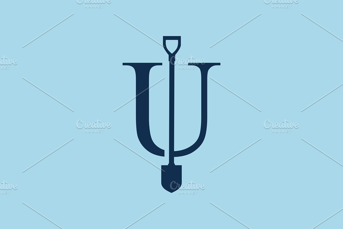 u letter shovel spade logo vector, a Branding & Logo Template by VASTARD STUDIO