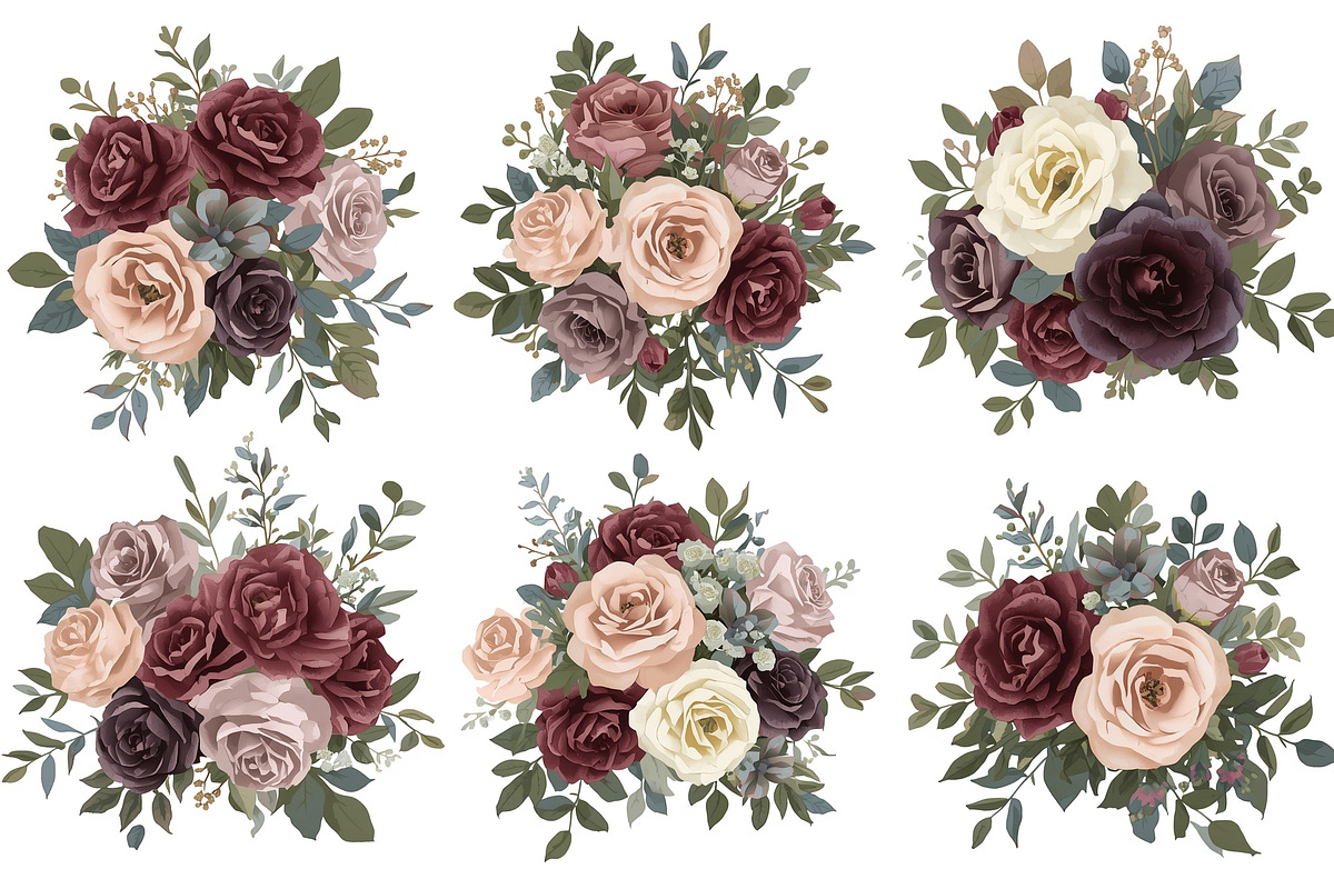 Elegant cream, pink floral clipart, an Illustration by Amazin_art (Photo 4 of 5)