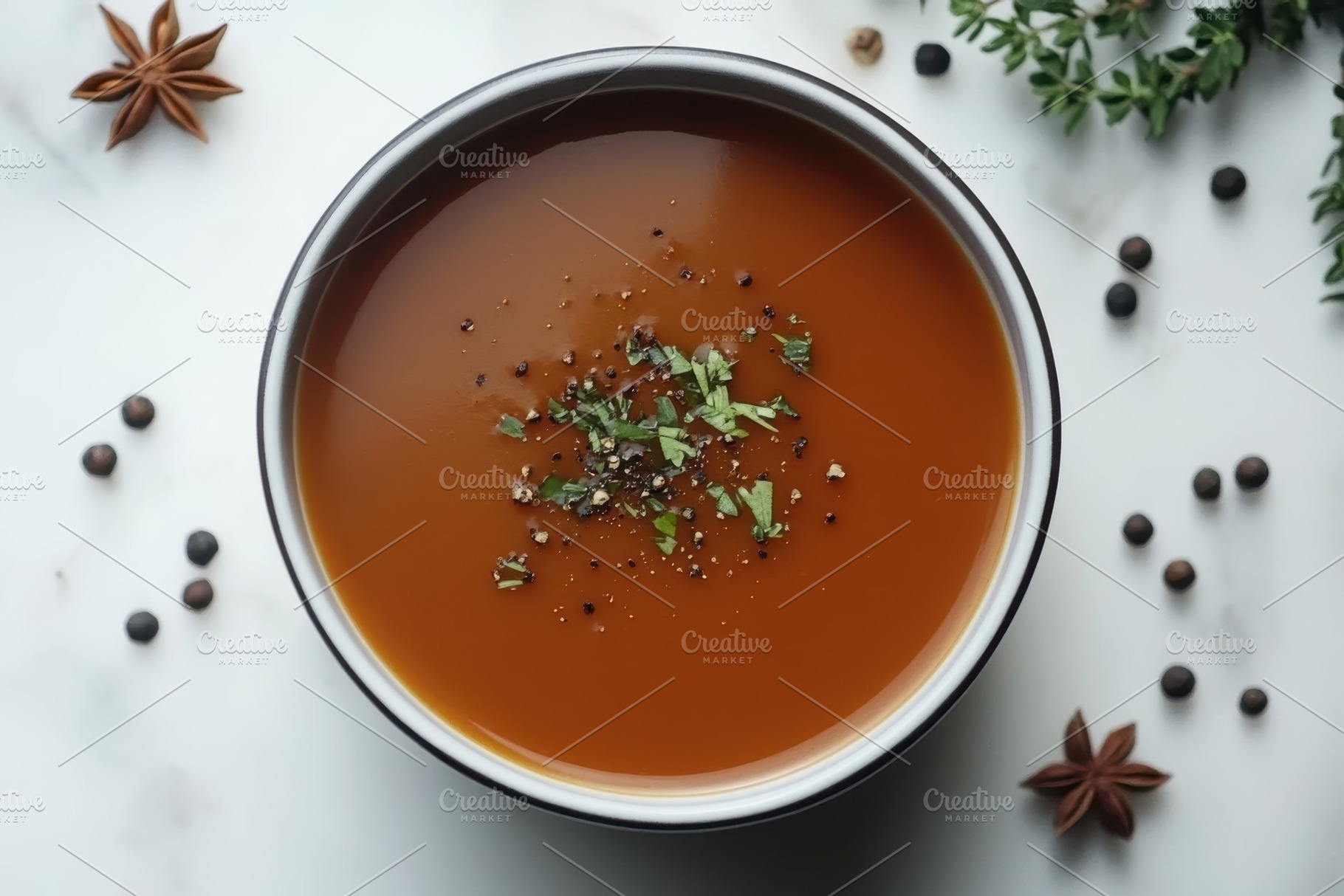 Delicious bowl of rich tomato soup, a Photo by Pavel_design