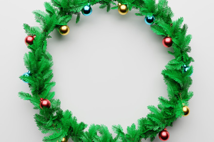 Christmas garland pine decoration with empty space in the middle, a Holiday Photo by Ministocker